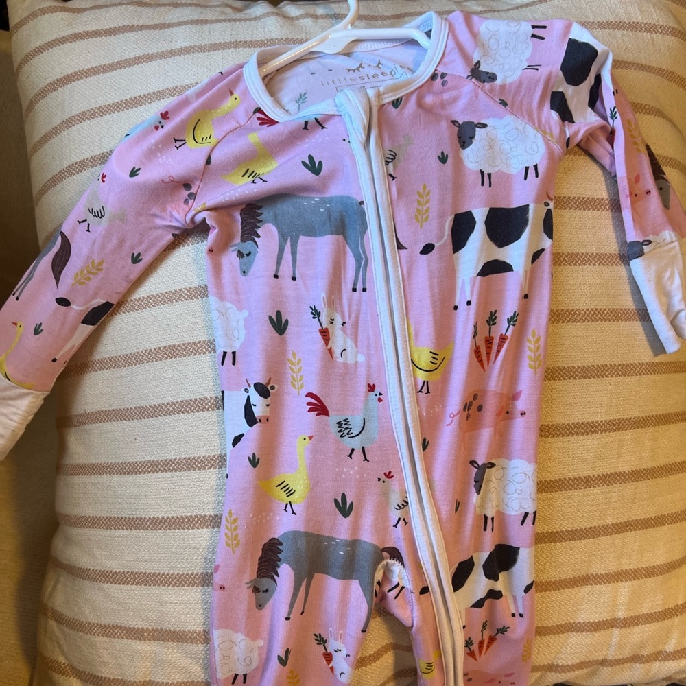 Little Sleepies 0-3 Pink Farm EUC